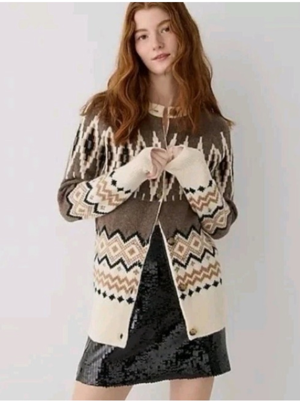 J. Crew Fair Isle Merino Blend Cardigan Sweater